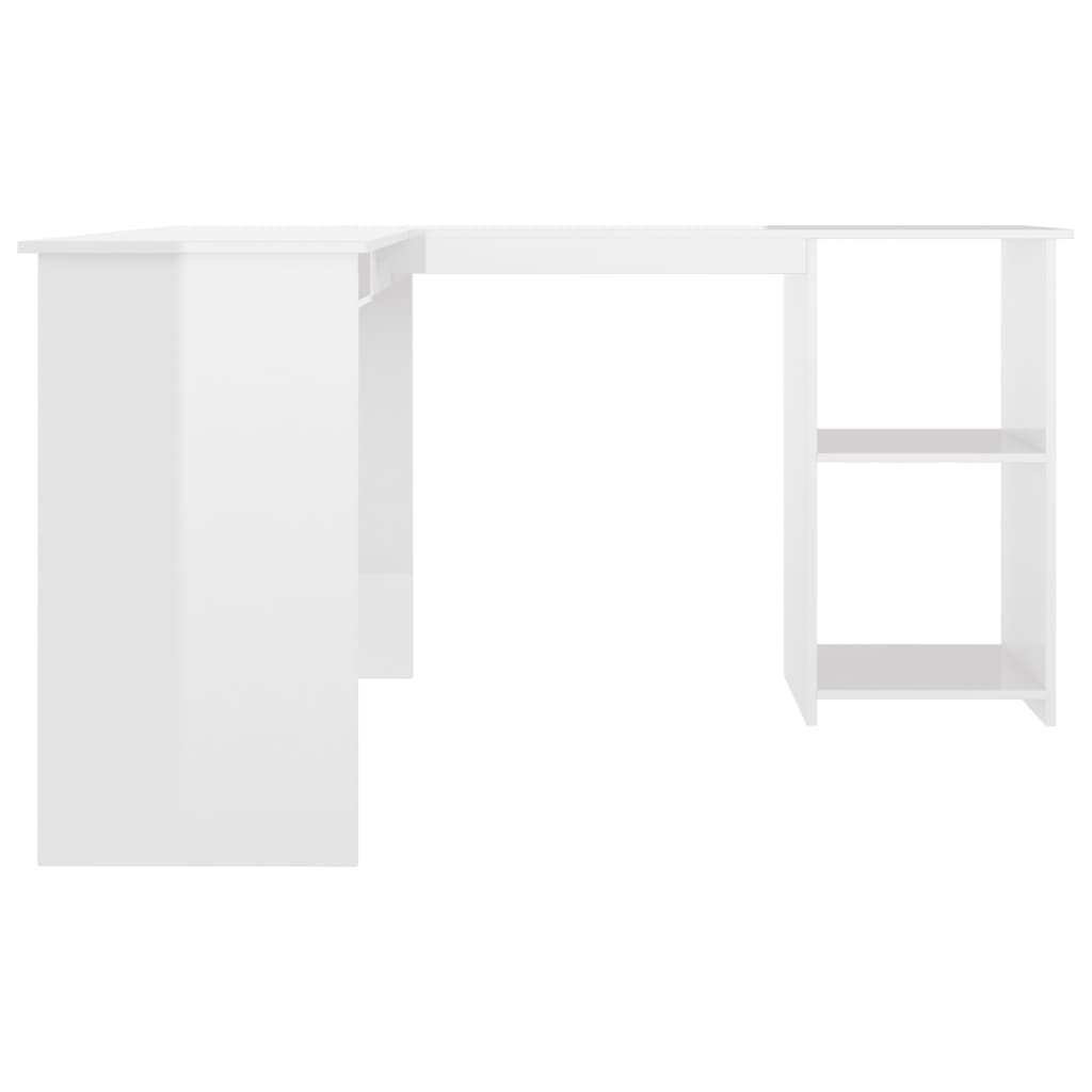 L-Shaped Corner Desk High Gloss White 120x140x75 cm Chipboard